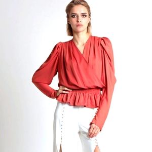 N12H EDWARDIAN BLOUSE TERRACOTTA RED medium lux